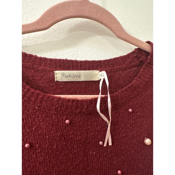 MEKIMI Pearl-Embellished Sweater SIZE LARGE EU 42 Soft Knit Luxe "It Girl" 3D - Picture 4 of 4